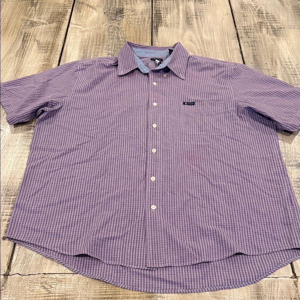Chaps Men's Lavender Checkered Button Down Shirt